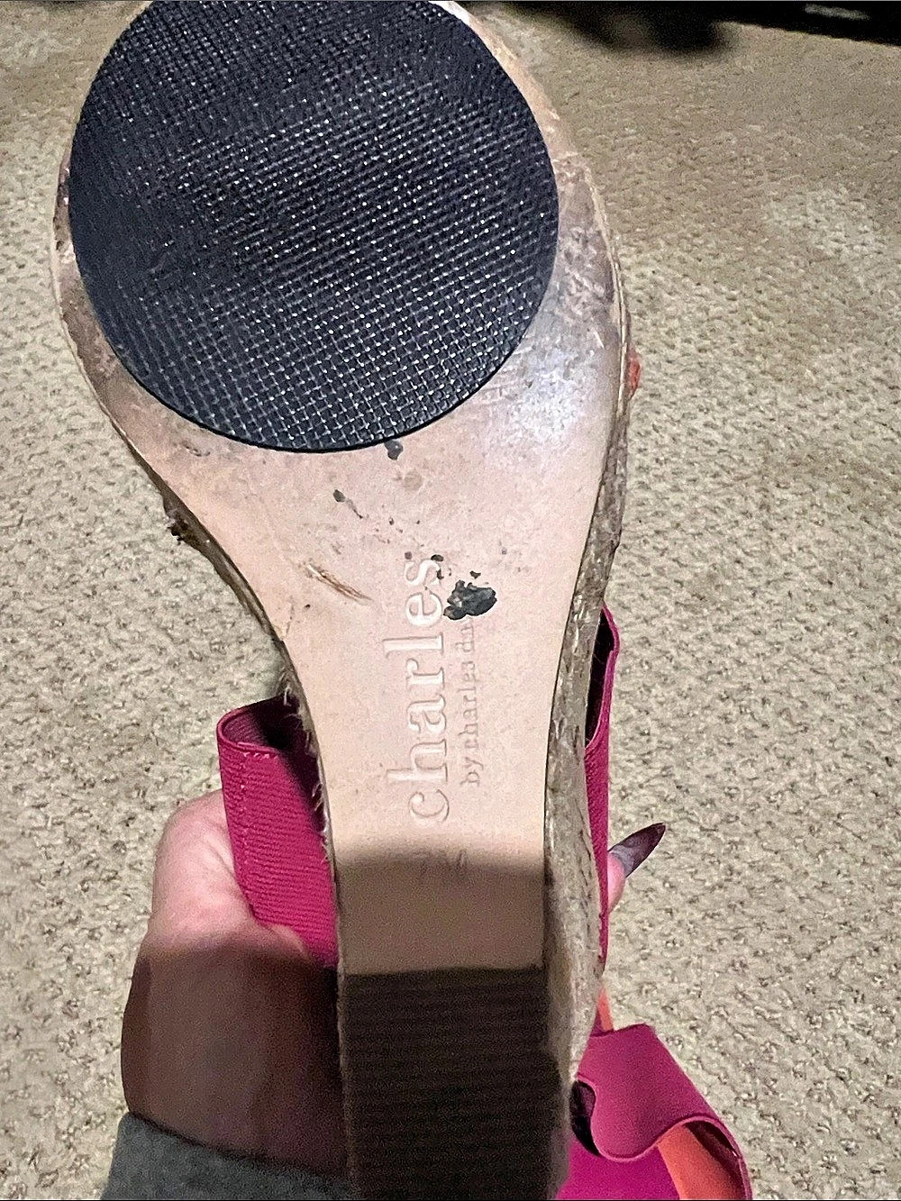 Charles by Charles David Color Block Wedge Sandals in Pink & Orange size 7 - Picture 7 of 7